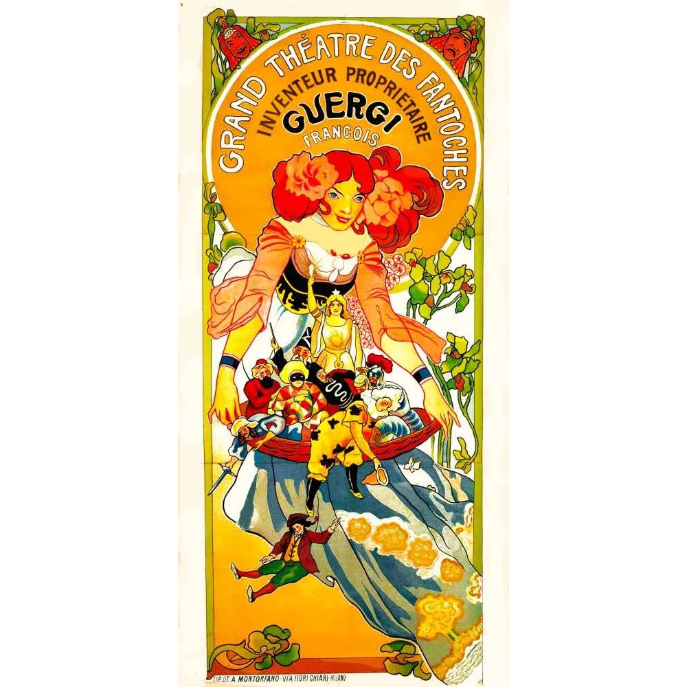 Grand Théâtre des Fantoches Guergi – Affiche Art Nouveau Marionnettes Grand Théâtre des Fantoches Guergi – Affiche Art Nouveau Marionnettes