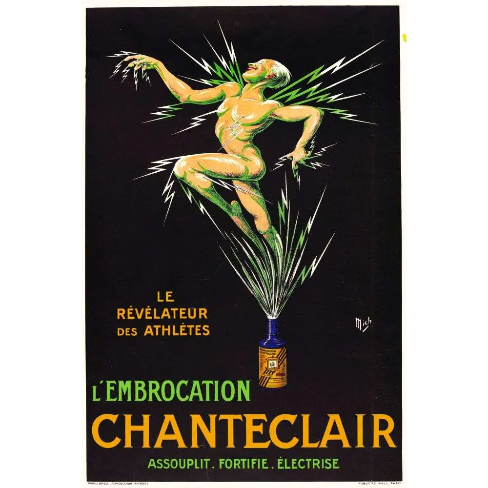 Embrocation Chanteclair – Affiche Sportive Vintage Athlètes Mich Embrocation Chanteclair – Affiche Sportive Vintage Athlètes Mich