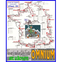 Tour de France 1914 – Carte Cycliste et Bicyclette Omnium