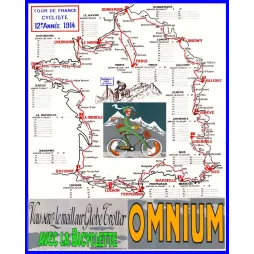 Tour de France 1914 – Carte Cycliste et Bicyclette Omnium
