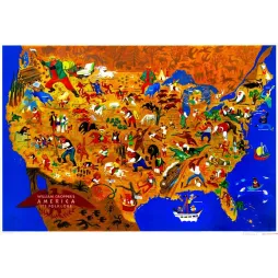 America Its Folklore – Carte Illustrée William Gropper Légendes USA