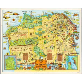 Carte Illustrée San Francisco – Quartiers et Lieux d'Intérêt Vintage