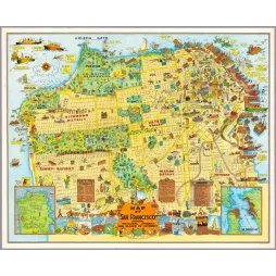 Carte Illustrée San Francisco – Quartiers et Lieux d'Intérêt Vintage