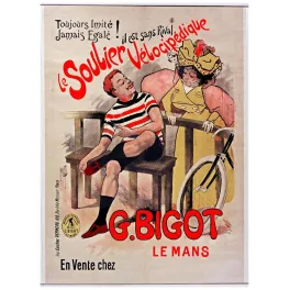 Soulier Vélocipédique G. Bigot Le Mans – Affiche Cycliste Belle Époque
