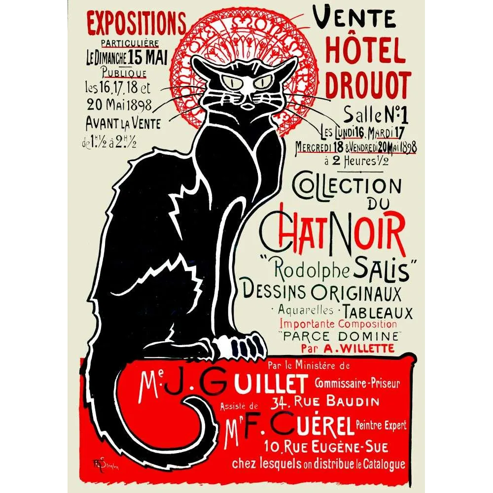Collection Chat Noir Vente Drouot 1898 – Affiche Steinlen Iconique Collection Chat Noir Vente Drouot 1898 – Affiche Steinlen Iconique