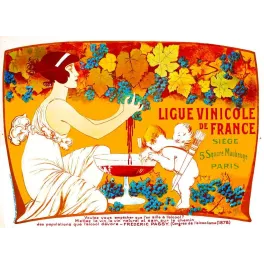 Ligue Vinicole de France – Affiche Art Nouveau Vin contre Alcoolisme