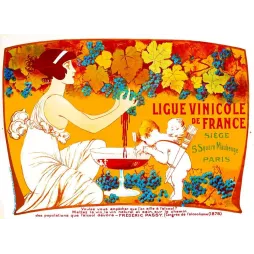 Ligue Vinicole de France – Affiche Art Nouveau Vin contre Alcoolisme