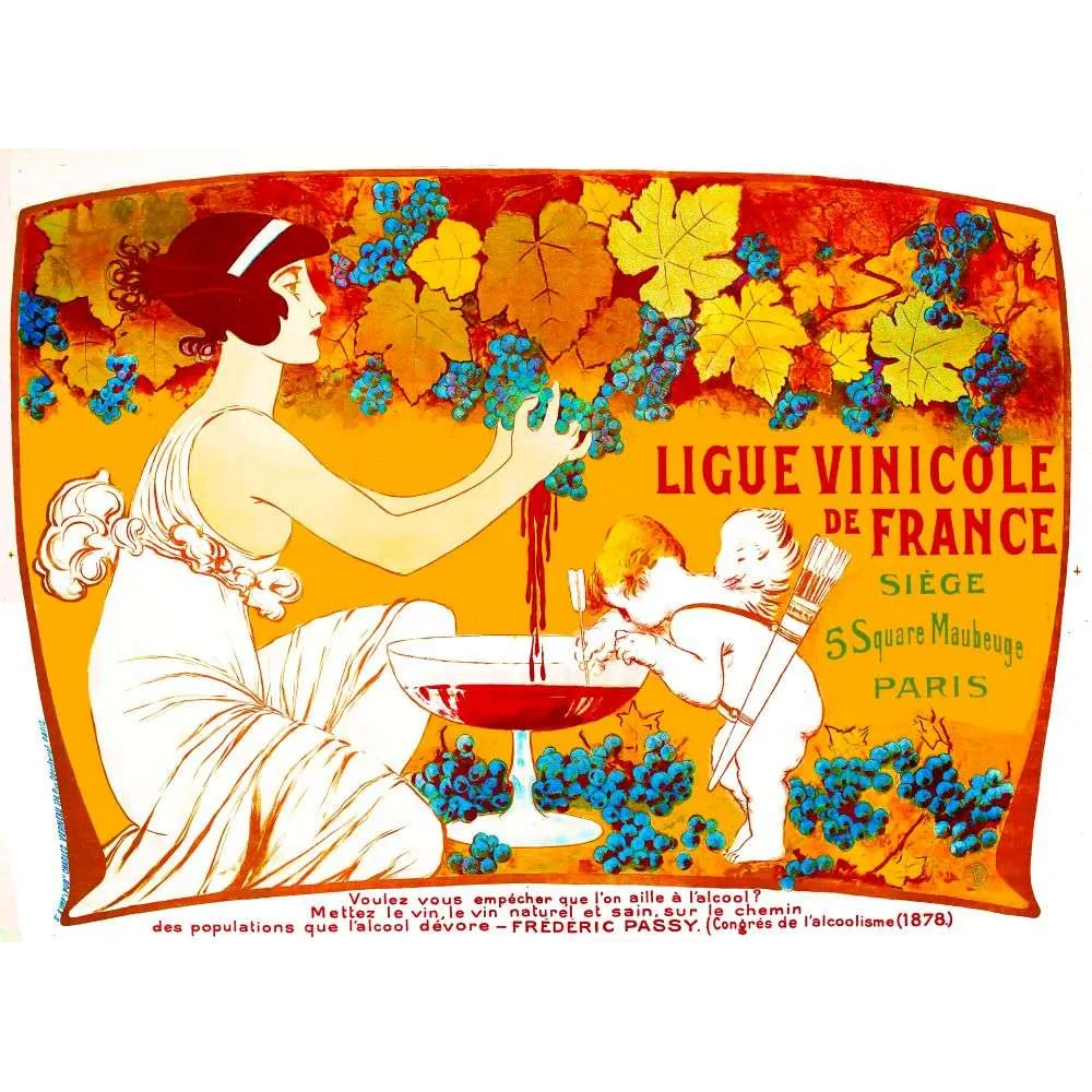 Ligue Vinicole de France – Affiche Art Nouveau Vin contre Alcoolisme Ligue Vinicole de France – Affiche Art Nouveau Vin contre Alcoolisme