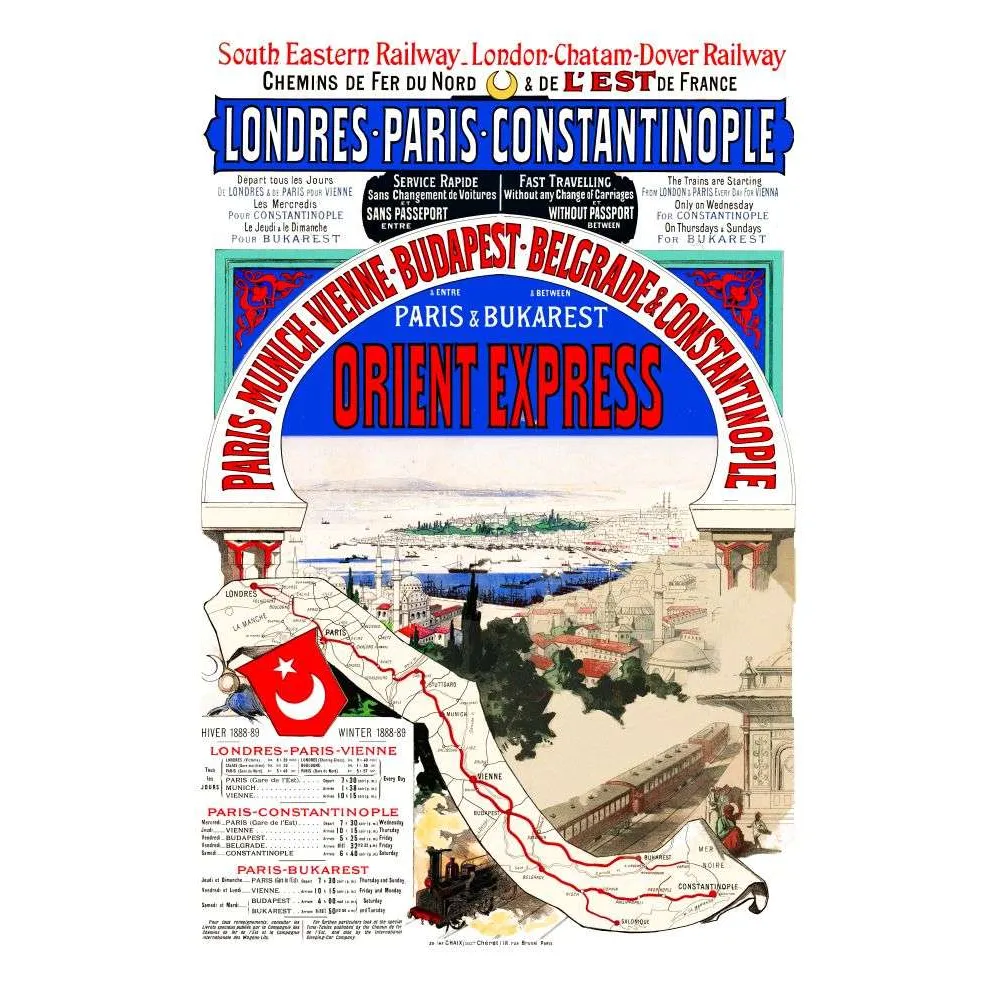 Orient Express 1888 – Affiche Londres Paris Constantinople Historique