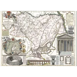 Diocèse de Nîmes – Fac-similé de carte ancienne Monuments Romains XVIIe Siècle