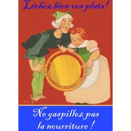 Léchez Vos Plats – Affiche Anti-Gaspillage Alimentaire Vintage