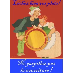 Léchez Vos Plats – Affiche Anti-Gaspillage Alimentaire Vintage