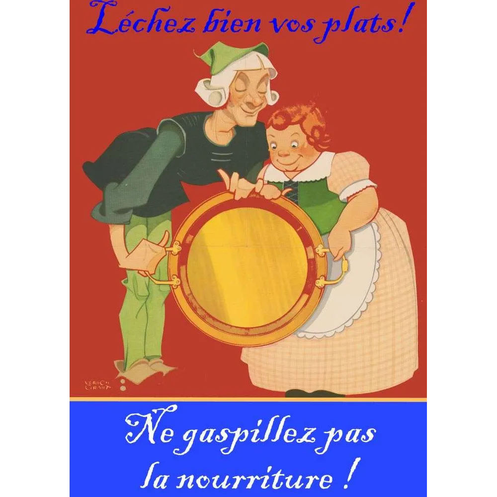 Léchez Vos Plats – Affiche Anti-Gaspillage Alimentaire Vintage