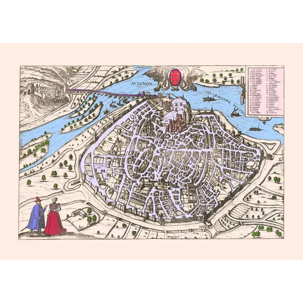 Avignon Plan Ancien – Ville sur le Rhône XVIe XVIIe Siècle