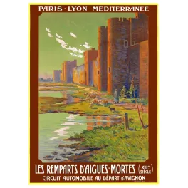 Remparts d'Aigues-Mortes PLM 1923 – Affiche Touristique Médiévale