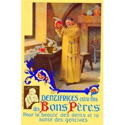Pub Vintage Dentifrices Bons Pères – Moine Apothicaire Affiche Ancienne