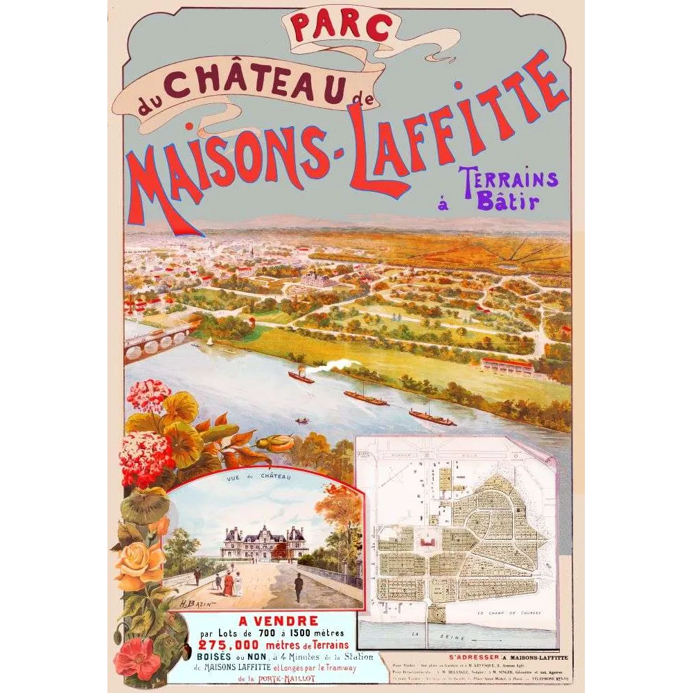 Pub Vintage Maisons-Laffitte Terrains à Bâtir – Affiche Immobilière XIXe Pub Vintage Maisons-Laffitte Terrains à Bâtir – Affiche Immobilière XIXe
