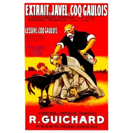 Pub Vintage Javel Coq Gaulois Guichard Bordeaux – Affiche Patriotique