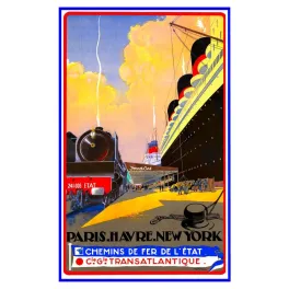 Paris Havre New York – Affiche Transatlantique French Line Années 1930
