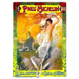 Pub Vintage Pneu Michelin Roue de la Fortune – Affiche Art Nouveau