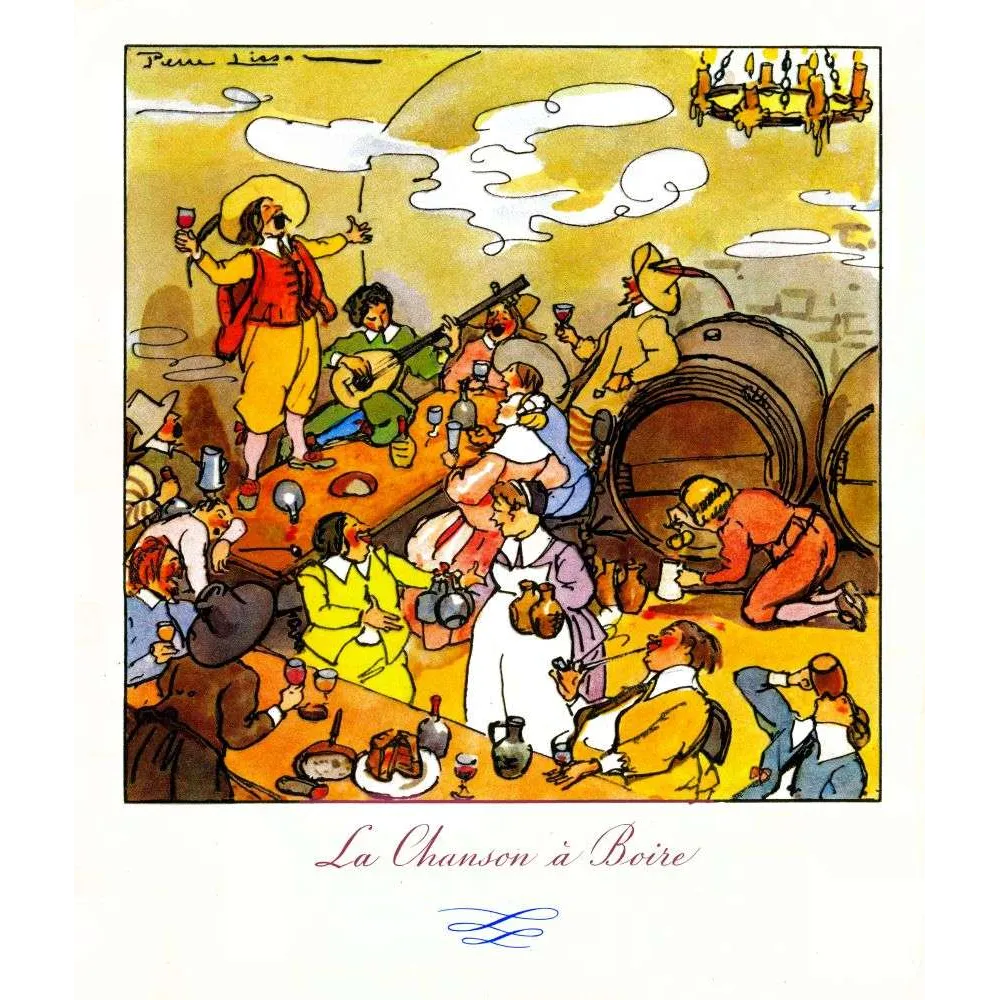 La Chanson à Boire – Illustration Festive Vin Pierre Lissa Vintage