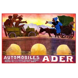 Pub Vintage Automobiles Ader – Affiche Humoristique Début XXe