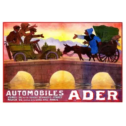 Pub Vintage Automobiles Ader – Affiche Humoristique Début XXe
