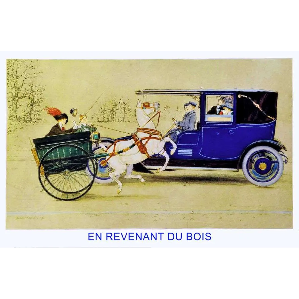 En Revenant du Bois – Automobile et Calèche Paris 1911