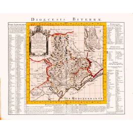 Carte Diocèse de Béziers XVIIIe – Languedoc Fac-similé de carte ancienne