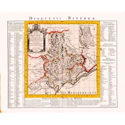 Carte Diocèse de Béziers XVIIIe – Languedoc Fac-similé de carte ancienne