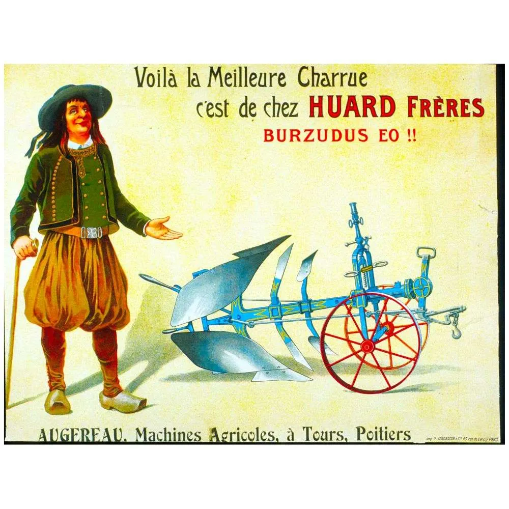Pub Vintage Charrue Huard Frères – Machines Agricoles Belle Époque