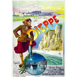 Pub Vintage Dieppe – Affiche Touristique Chemin de Fer XIXe