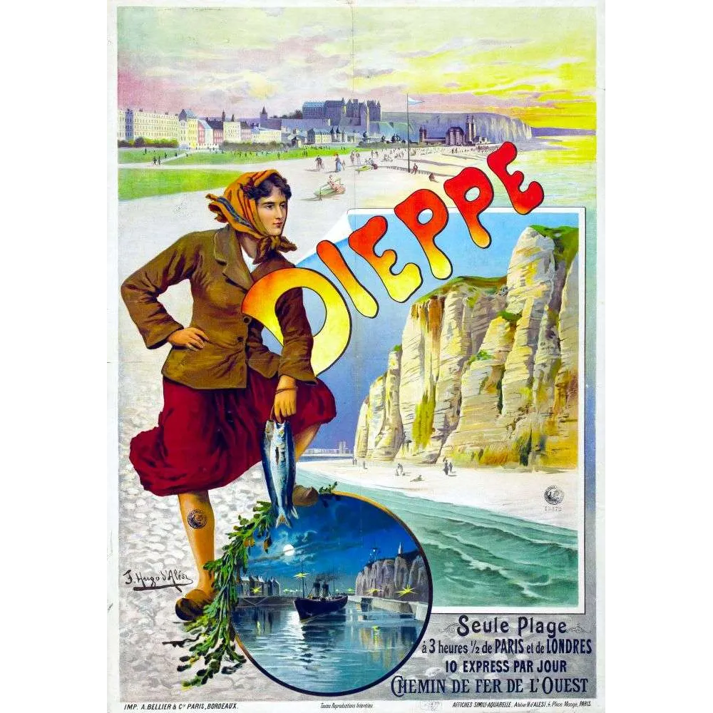 Pub Vintage Dieppe – Affiche Touristique Chemin de Fer XIXe Pub Vintage Dieppe – Affiche Touristique Chemin de Fer XIXe