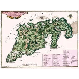 Fac-similé de carte ancienne Martinique 1704 – Antilles Françaises Carte Historique