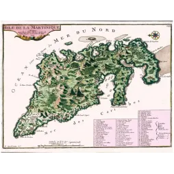 Fac-similé de carte ancienne Martinique 1704 – Antilles Françaises Carte Historique