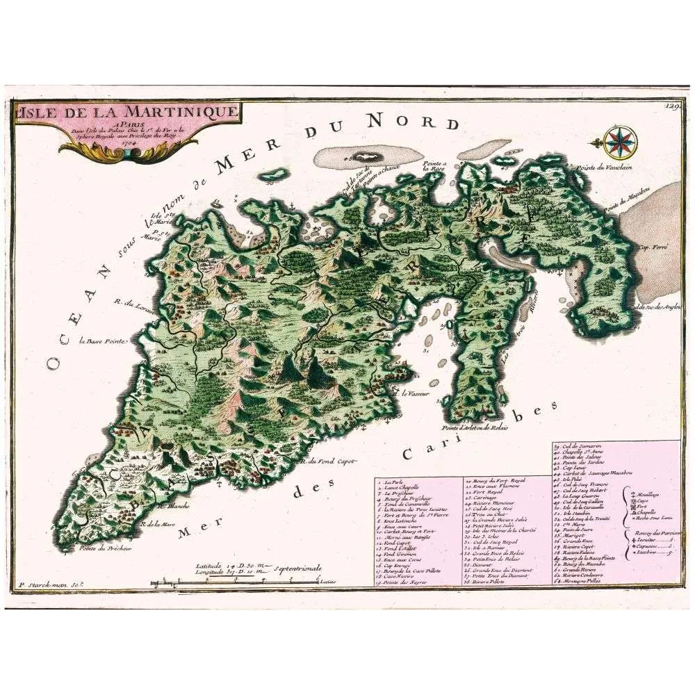Fac-similé de carte ancienne Martinique 1704 – Antilles Françaises Carte Historique Fac-similé de carte ancienne Martinique 1704 – Antilles Françaises Carte Historique