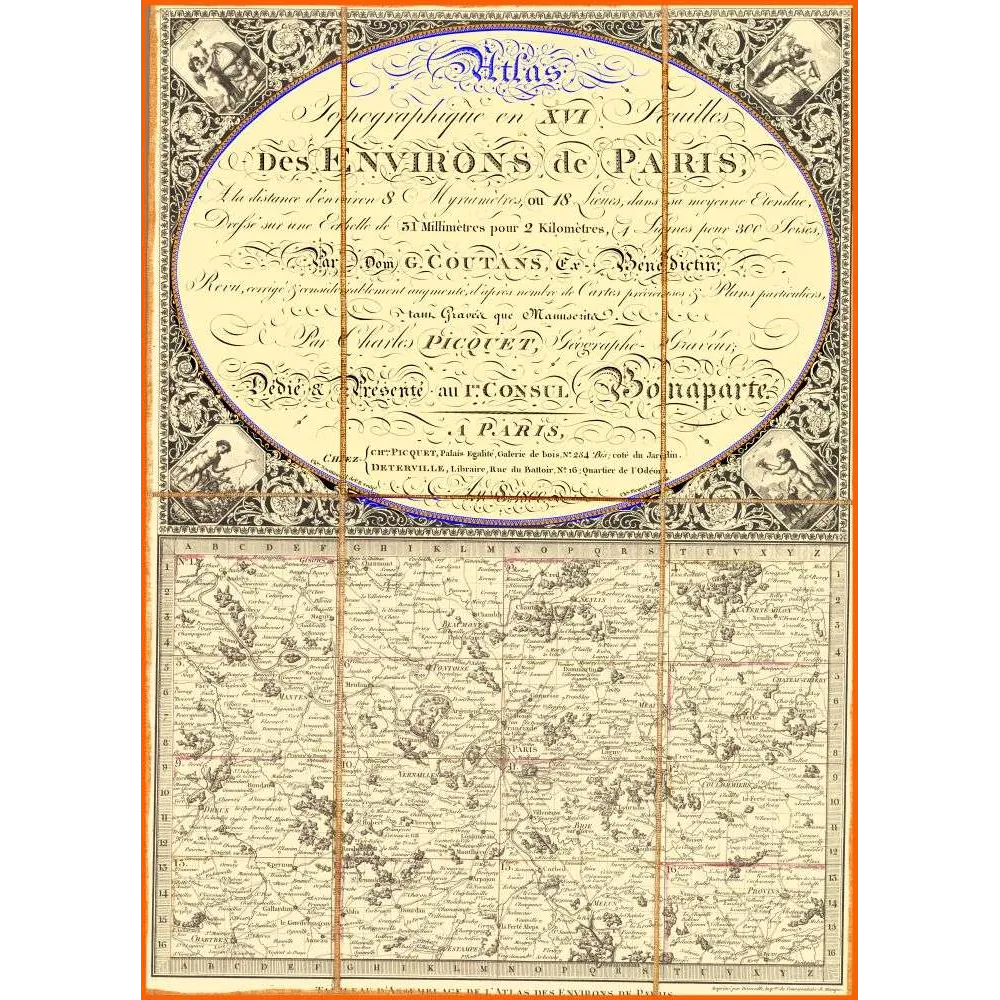 Atlas Topographique Environs de Paris – Dédié Bonaparte vers 1800
