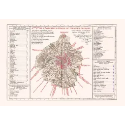 Carte Paris 1764 – Indicateur du Voyageur François, Banlieue et Routes
