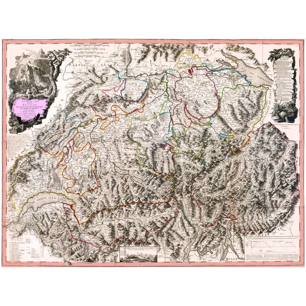 Fac-similé de carte ancienne Suisse XVIIIe – Les Treize Cantons Fac-similé de carte ancienne Suisse XVIIIe – Les Treize Cantons