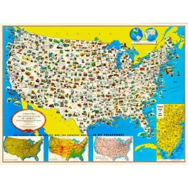 Carte Picturale États-Unis – Ressources régionales et téléphone vintage