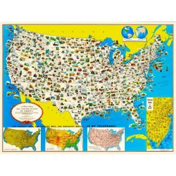 Carte Picturale États-Unis – Ressources régionales et téléphone vintage