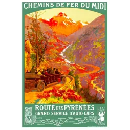 Route des Pyrénées – Affiche touristique Chemins de Fer du Midi