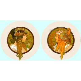 Deux Profils Féminins Art Nouveau – Illustration décorative Belle Époque