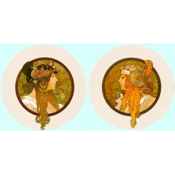 Deux Profils Féminins Art Nouveau – Illustration décorative Belle Époque
