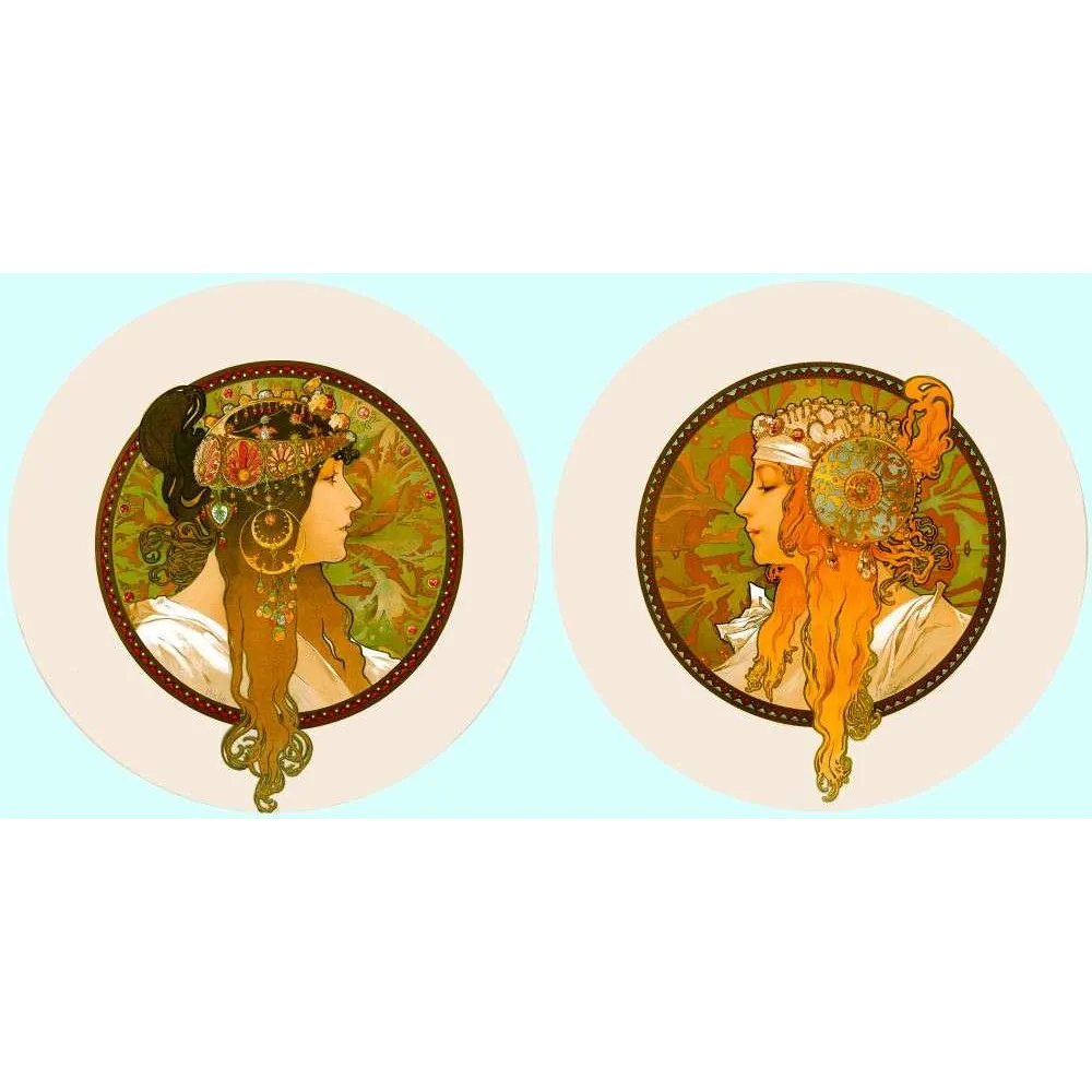 Deux Profils Féminins Art Nouveau – Illustration décorative Belle Époque