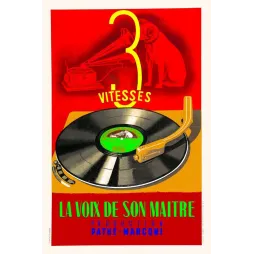 Pub vintage La Voix de Son Maître – Tourne-disque Pathé-Marconi | Années 1950