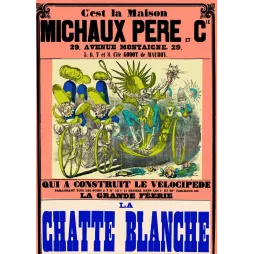 Pub vintage Michaux Père vélocipède – La Chatte Blanche Paris | XIXe siècle