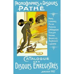 Pub vintage Pathé phonographe 1907 – Catalogue disques enregistrés Art Nouveau