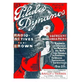 Pub vintage Pilules Dynamos radio-actives Dr Brown – Art Nouveau | Fin XIXe siècle