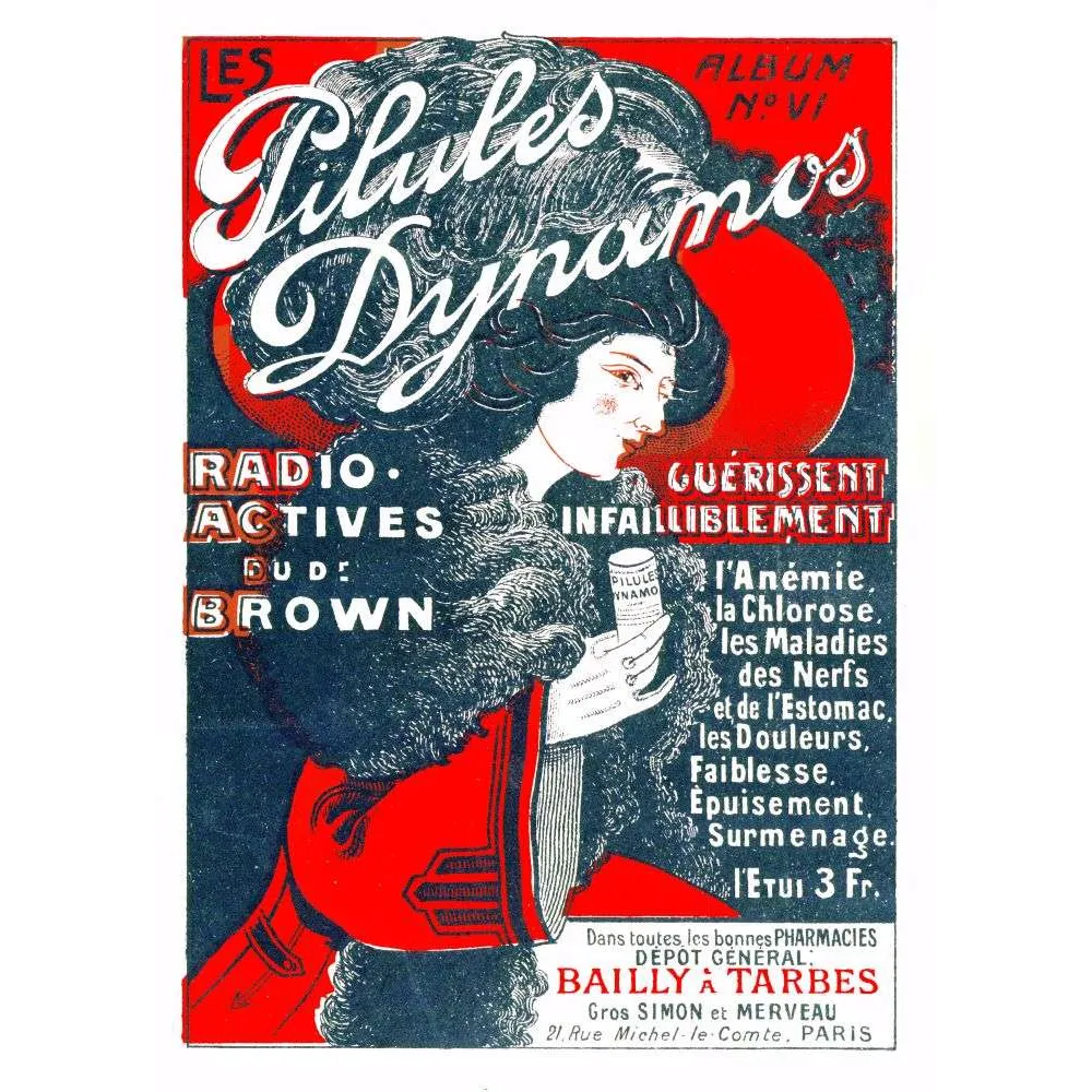 Pub vintage Pilules Dynamos radio-actives Dr Brown – Art Nouveau | Fin XIXe siècle Pub vintage Pilules Dynamos radio-actives Dr Brown – Art Nouveau | Fin XIXe siècle